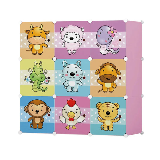 Dulap Modular Copii, 9 Usi, D5535, Roz - 221.ro