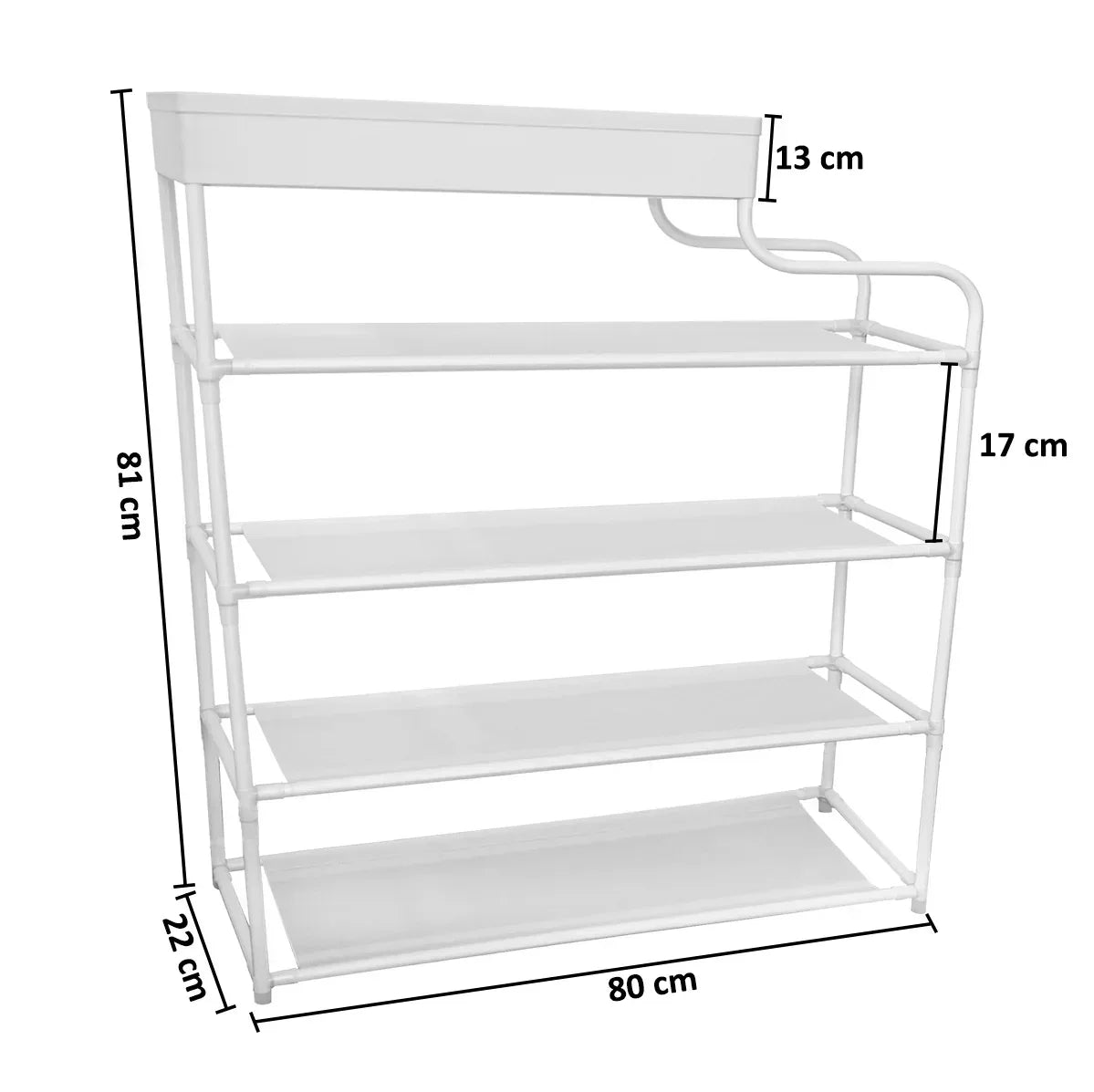 Pantofar, Naimeed D5549, raft incaltaminte, polita multifunctionala, 81 x 22 x 80 cm, alb - 221.ro