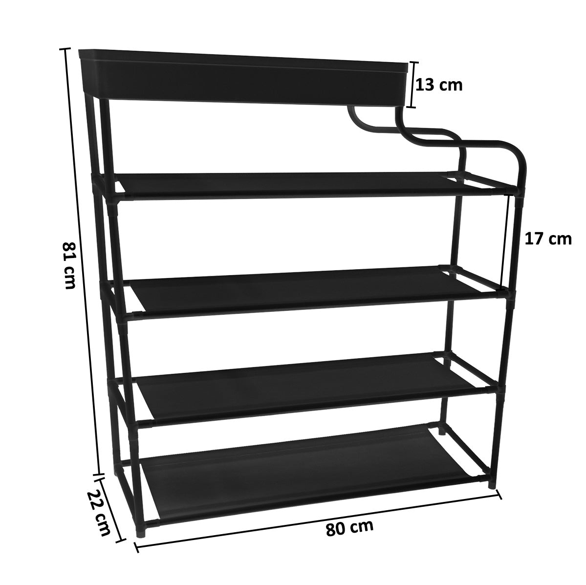 Pantofar, Naimeed D5549, raft incaltaminte, polita multifunctionala, 81 x 22 x 80 cm, negru