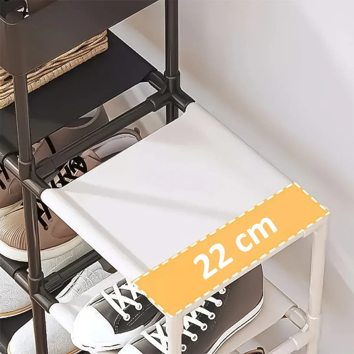 Pantofar, Naimeed D5544, raft incaltaminte, polita multifunctionala, 95 x 22 x 68 cm, alb-negru - 221.ro