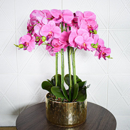 Orhidee cu aspect natural in ghiveci ceramic, 60 cm, Naimeed D5568, Roz - 221.ro