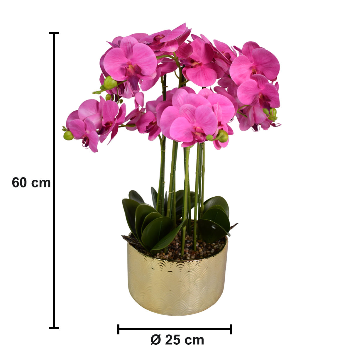 Orhidee cu aspect natural in ghiveci ceramic, 60 cm, Naimeed D5568, Roz