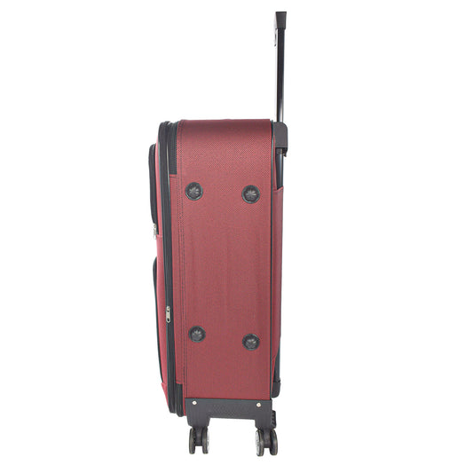 Troler voiaj, Mic, Naimeed D7175, 4 roti duble 360 grade, material textil, inchidere cifru, Rosu, 36x22x55cm