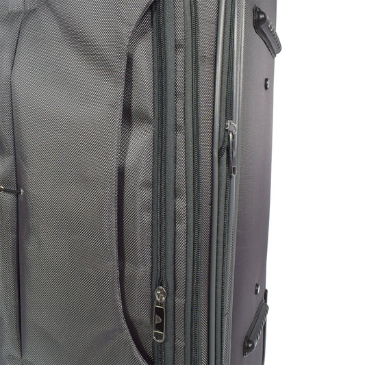 Set 3 trolere voiaj, Naimeed D5589, 4 roti duble 360 grade, material impermeabil, inchidere cifru, Gri