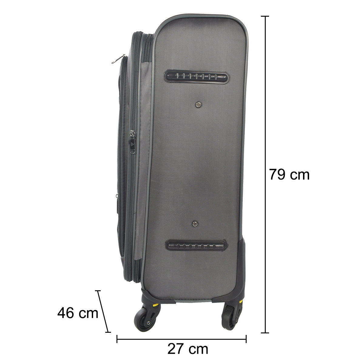 Set 3 trolere voiaj, Naimeed D5589, 4 roti duble 360 grade, material impermeabil, inchidere cifru, Gri