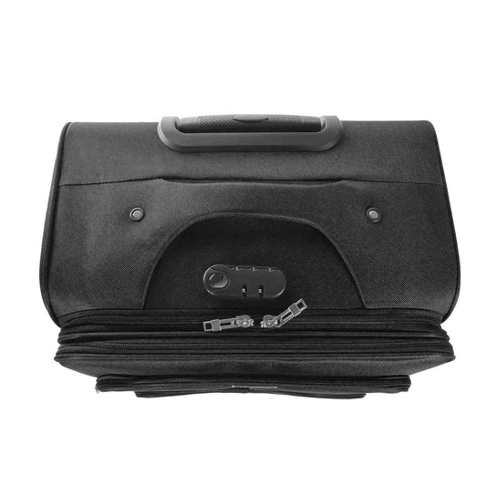 Set 3 trolere voiaj, Naimeed D5592, 4 roti duble 360 grade, material textil, inchidere cifru, Negru