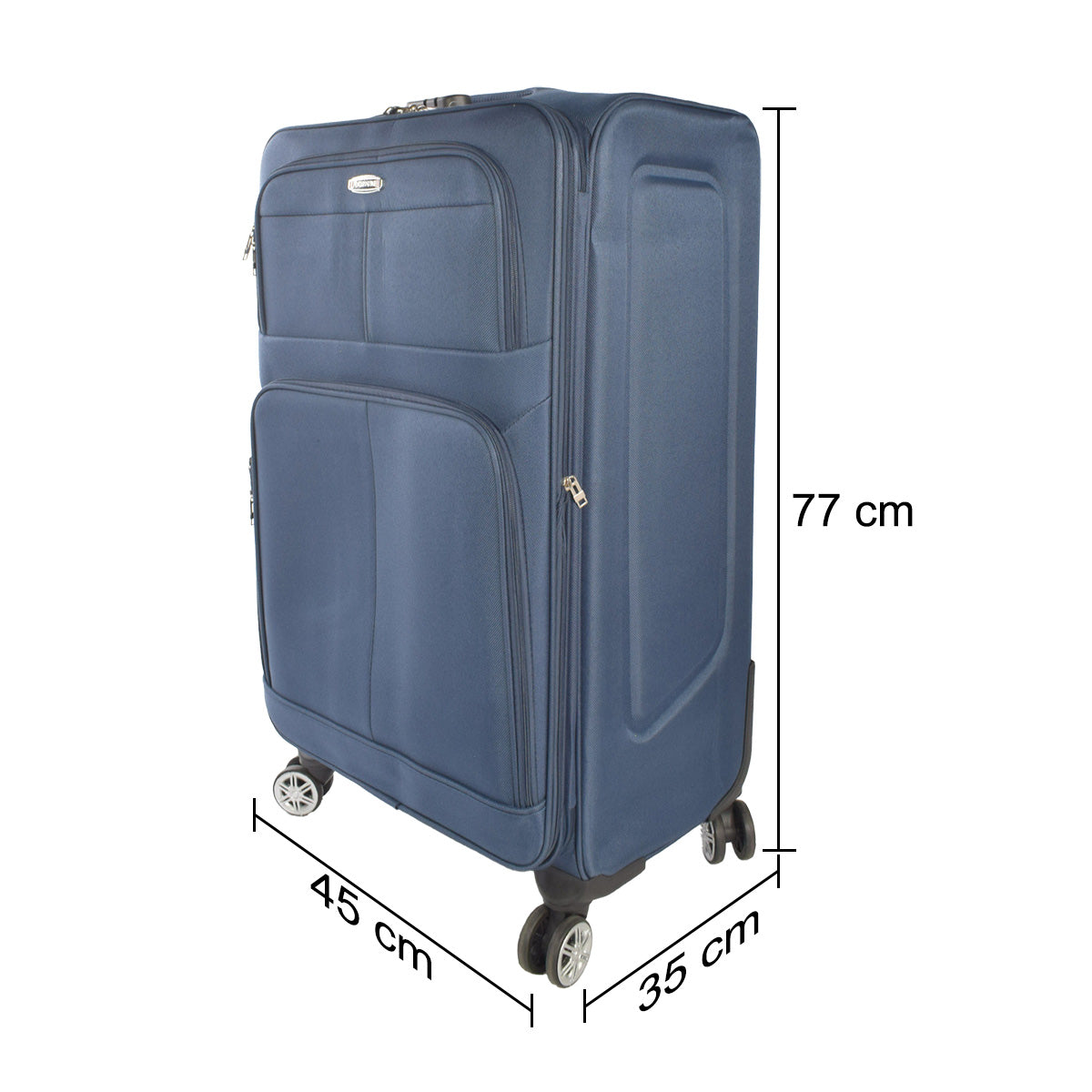 Set 3 trolere voiaj, Naimeed D5593, 4 roti duble 360 grade, material textil, inchidere cifru, Albastru
