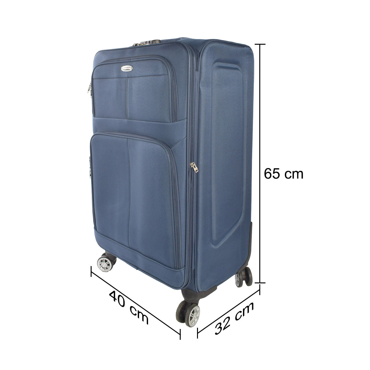 Set 3 trolere voiaj, Naimeed D5593, 4 roti duble 360 grade, material textil, inchidere cifru, Albastru