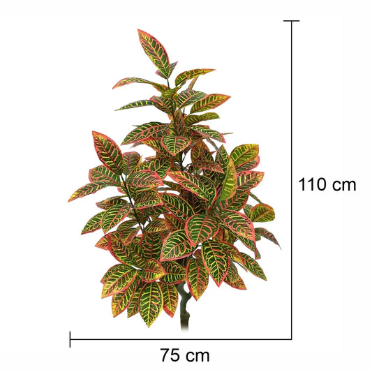Planta artificiala, Croton Magnificent fara ghiveci, Naimeed D5608, 110x75 cm, Rosu - 221.ro