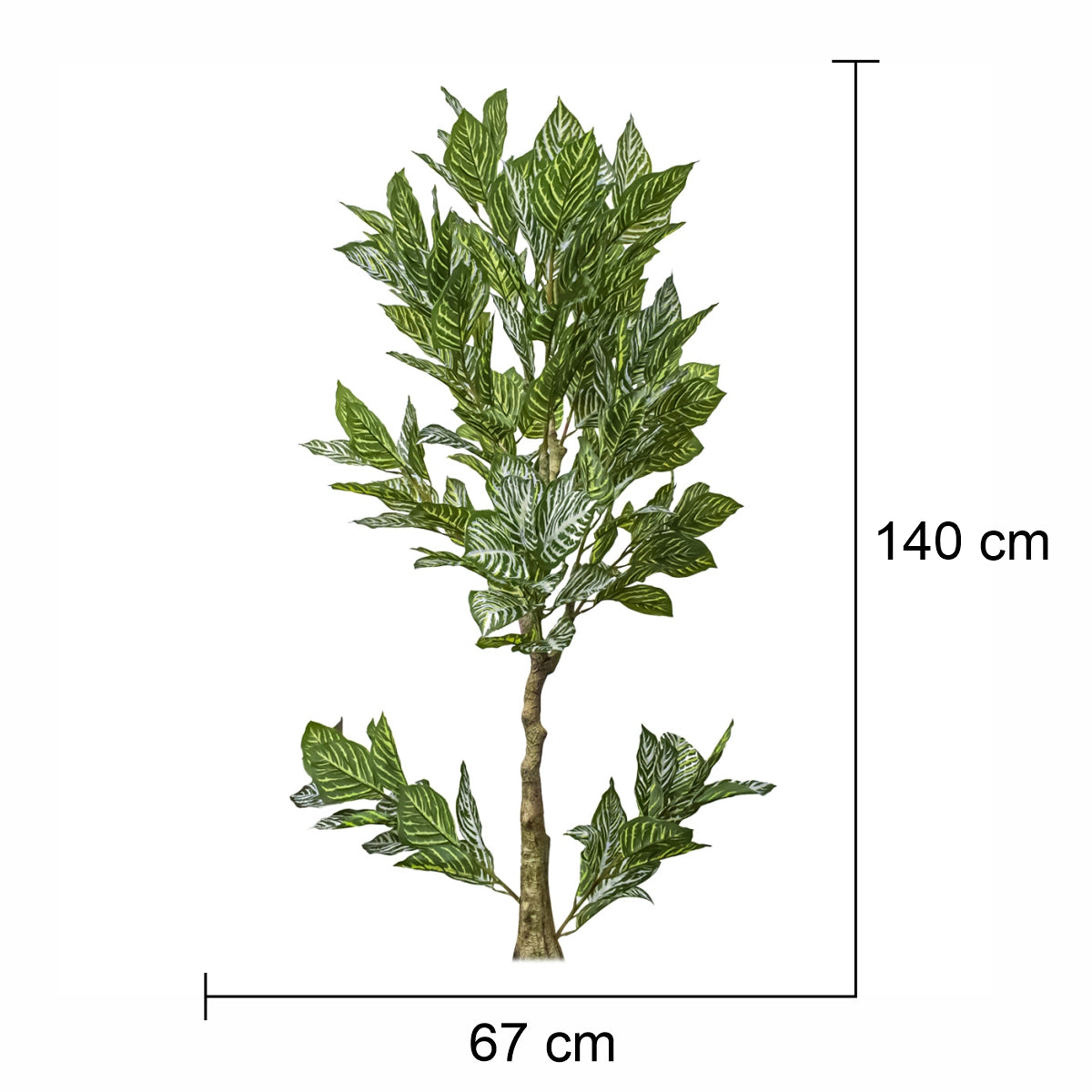 Planta artificiala, Aphelandra Squarrosa (Planta Zebra) fara ghiveci, Naimeed D5609, 140x67 cm, Verde