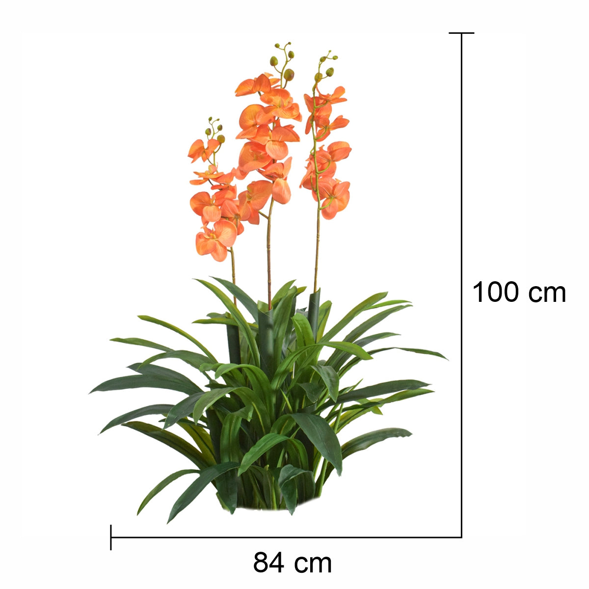 Floare artificiala, Orhidee Molie fara ghiveci, Naimeed D5621, 100x84 cm, Portocaliu