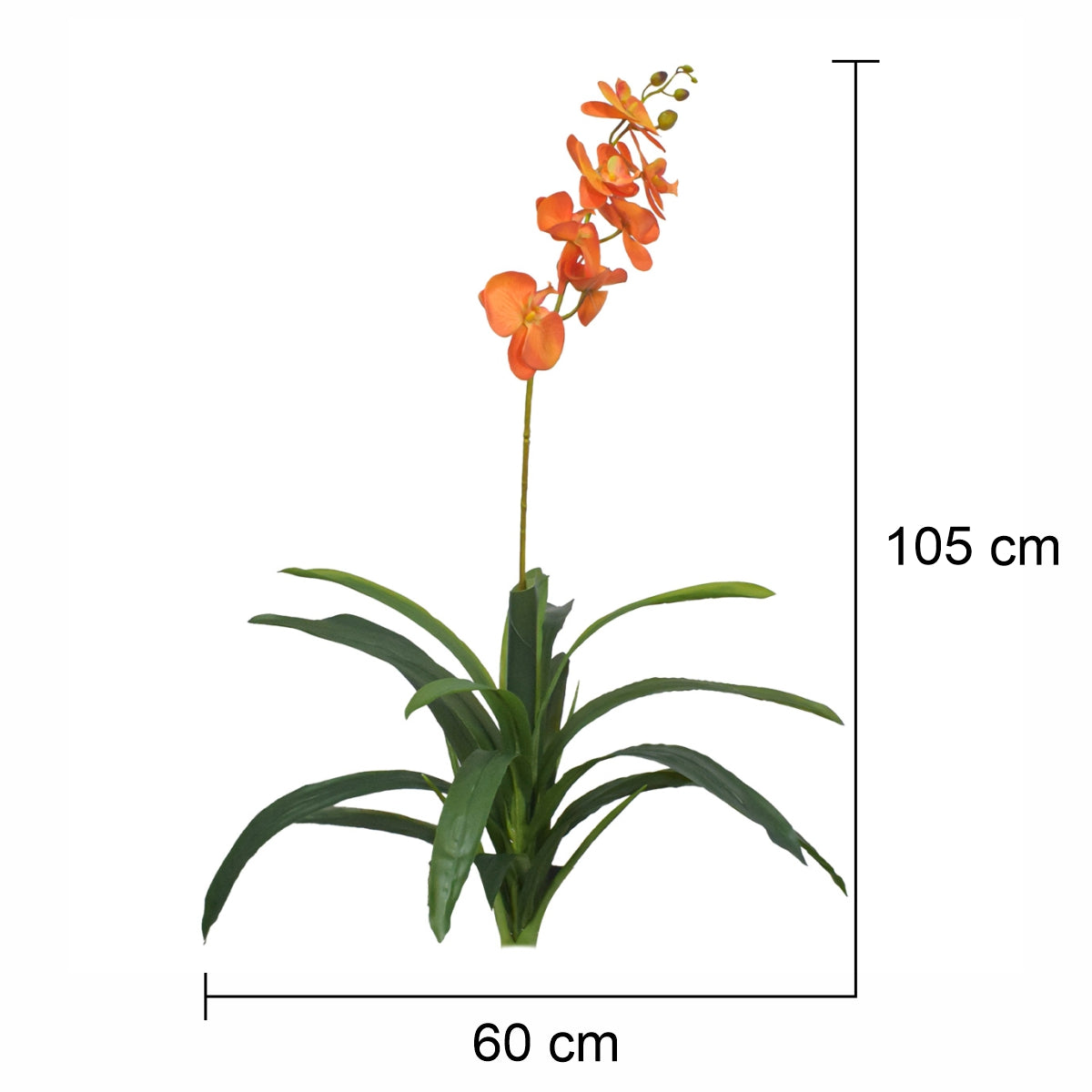 Floare artificiala, Orhidee fara ghiveci, Naimeed D5623, 105x60 cm, Portocaliu