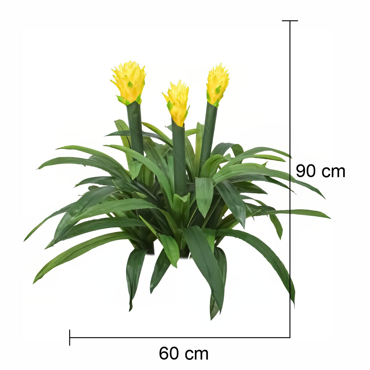 Floare artificiala, Guzmania fara ghiveci, Naimeed D5627, 70x75 cm, Galben