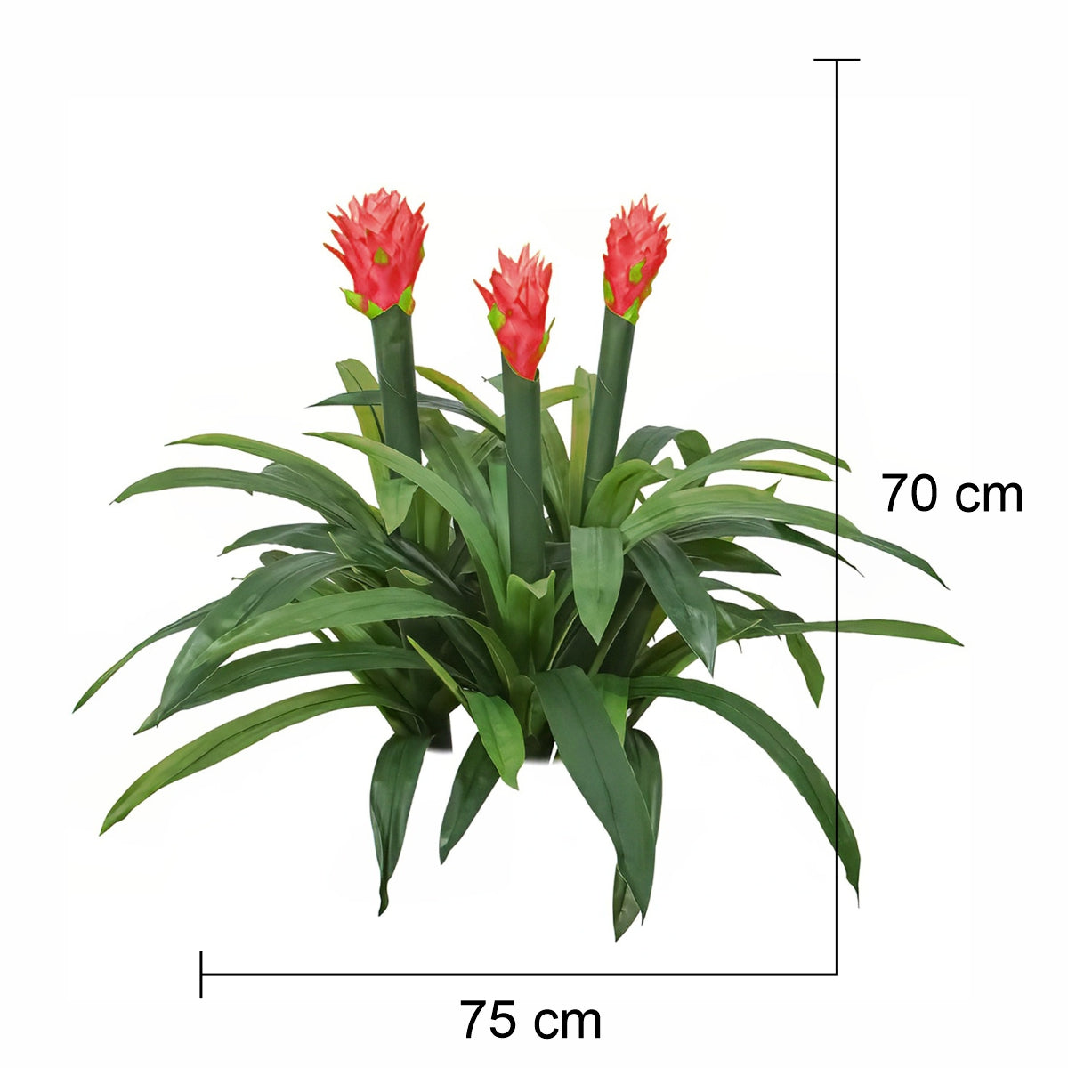 Floare artificiala, Guzmania fara ghiveci, Naimeed D5627, 70x75 cm, Rosu