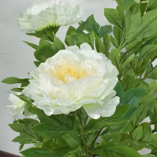 Floare artificiala, Bujor Chinezesc fara ghiveci, Naimeed D5632, 90x60 cm, Alb - 221.ro