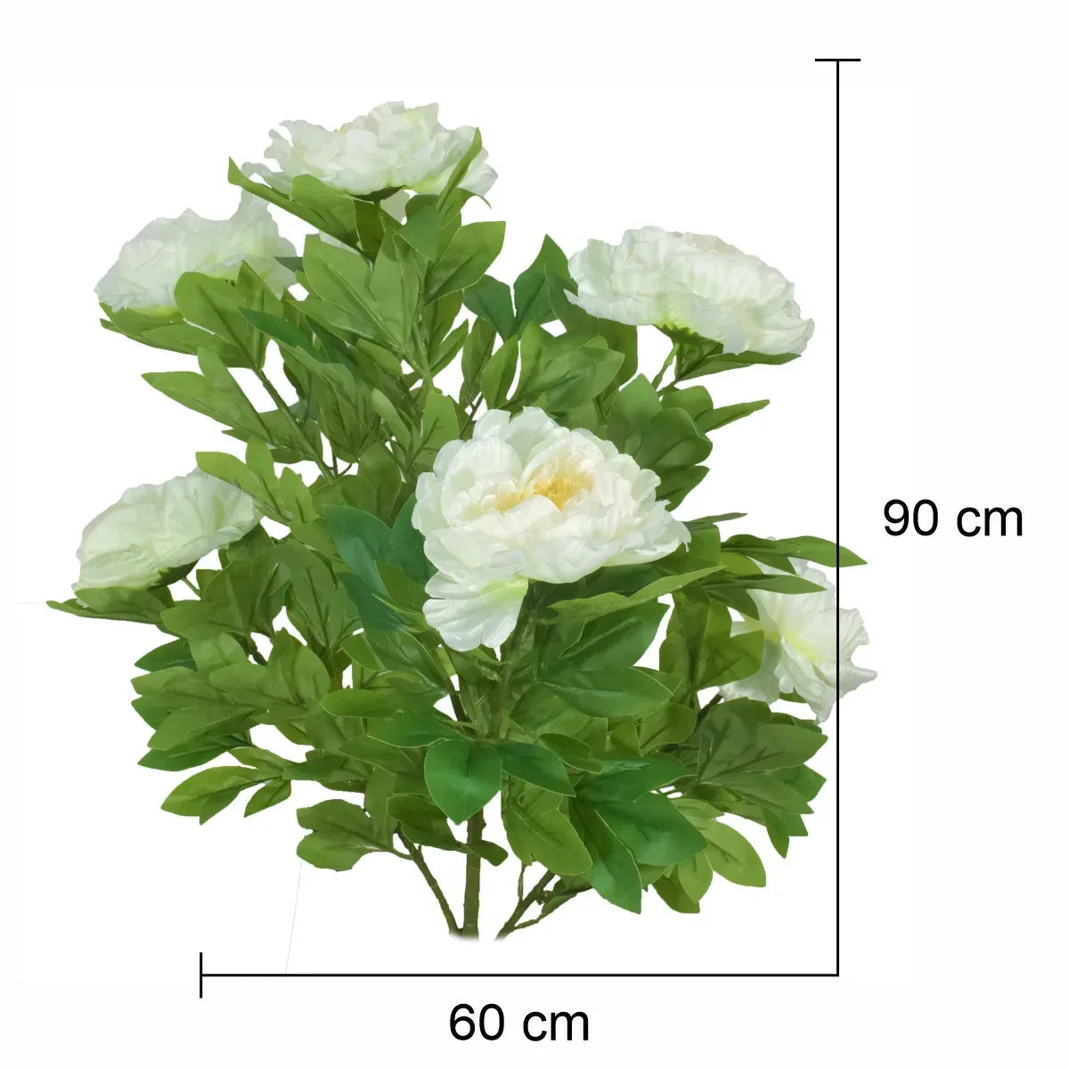 Floare artificiala, Bujor Chinezesc fara ghiveci, Naimeed D5632, 90x60 cm, Alb - 221.ro
