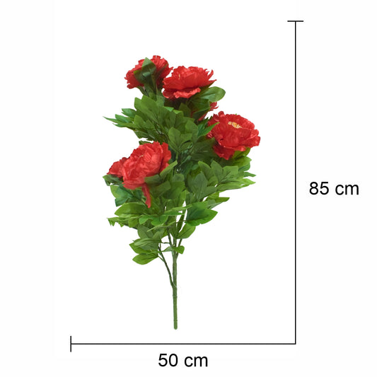 Floare artificiala, Bujor Chinezesc fara ghiveci, Naimeed D5632, 85x50 cm, Rosu - 221.ro