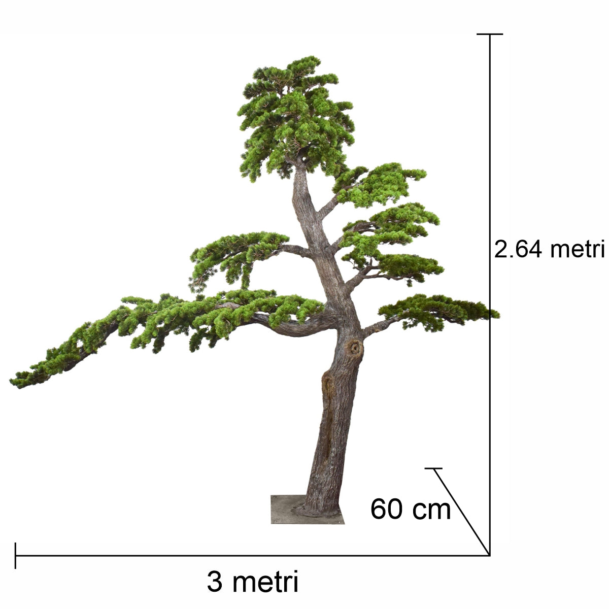 Copac artificial, Bonsai fara ghiveci, Naimeed D5647, 300x264x60 cm, Verde
