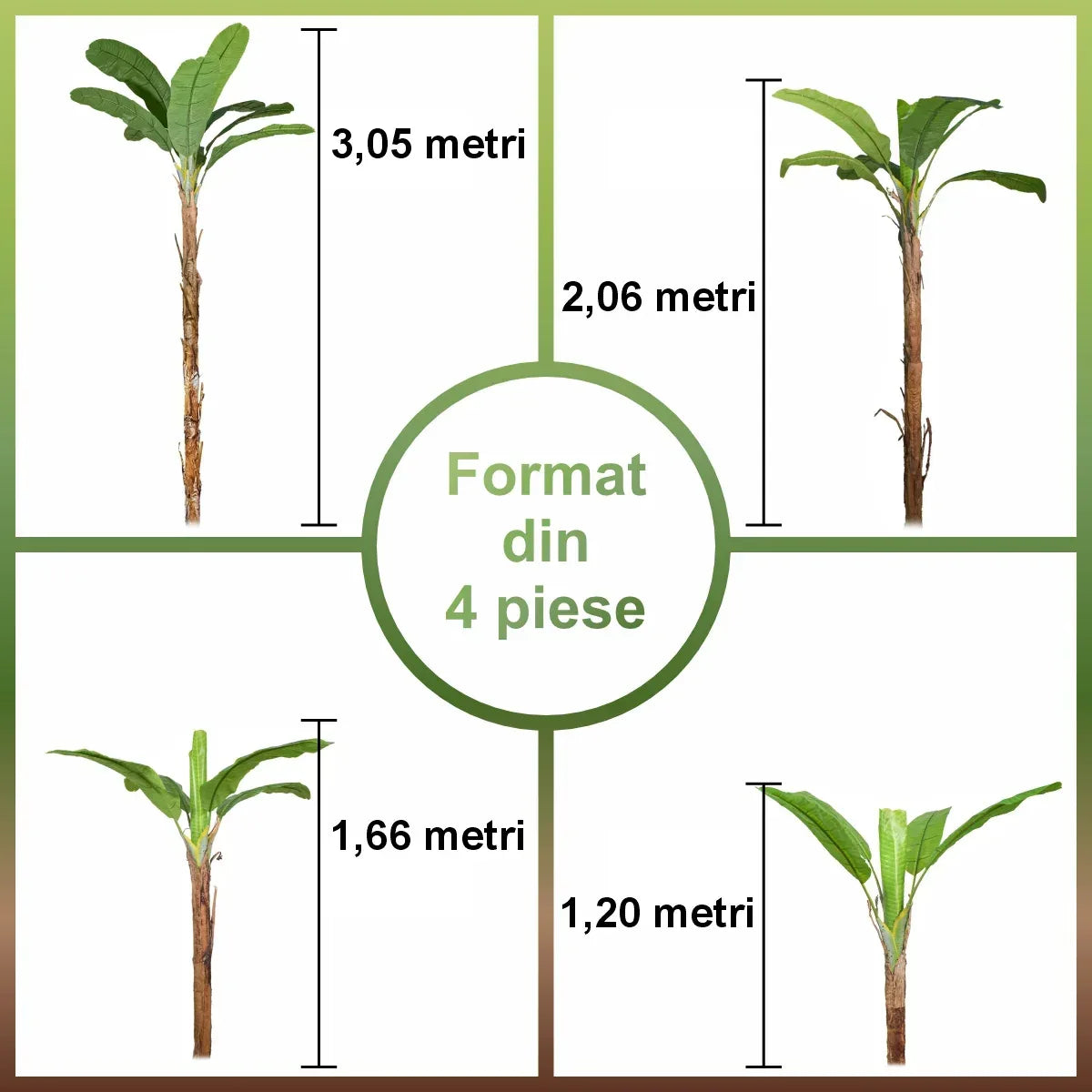Copac artificial, Banan Musa fara ghiveci, Naimeed D5649, 305x120 cm, Verde - 221.ro