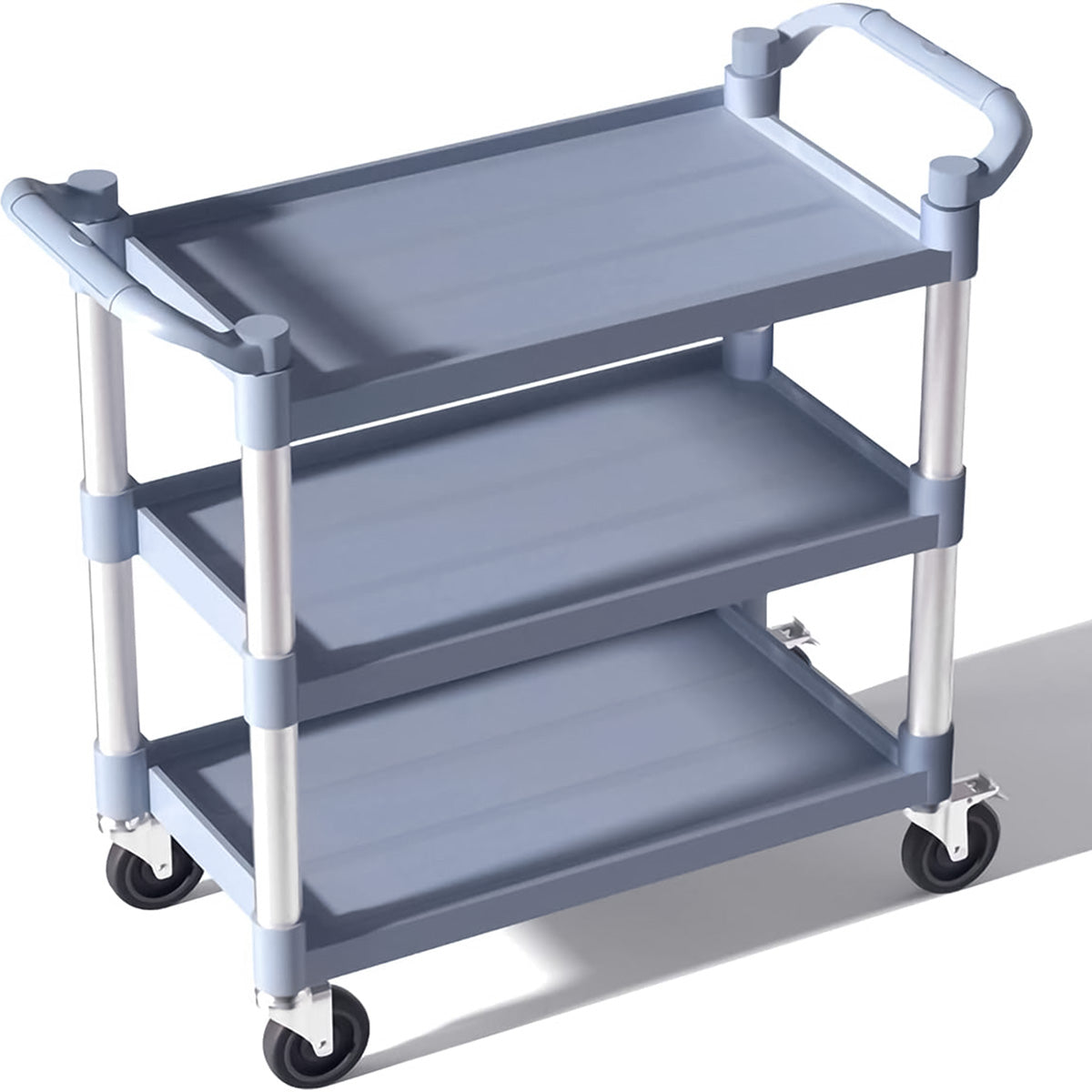 Carucior servire, 3 rafturi, Naimeed D5656, roti 360, sistem de blocare, manere ergonomice, 84x49x104cm, 75kg, Albastru