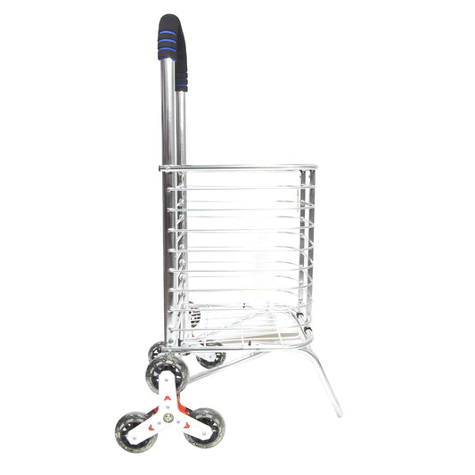 Carucior de piata pliabil, din aluminiu, Naimeed D5663, 6 roti, 30 L, 50x39x91 cm, 20kg, Argintiu