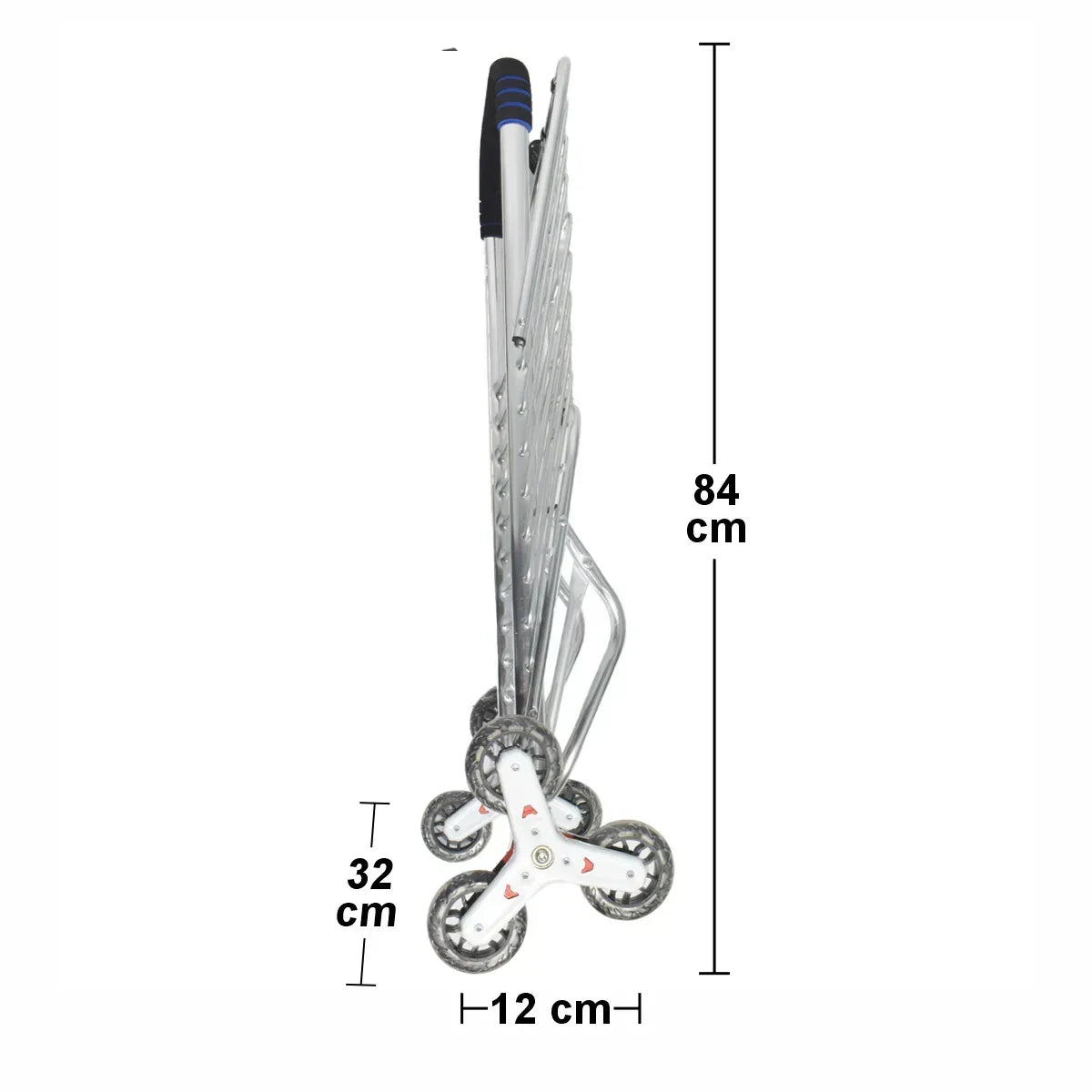 Carucior de piata pliabil, din aluminiu, Naimeed D5663, 6 roti, 30 L, 50x39x91 cm, 20kg, Argintiu - 221.ro