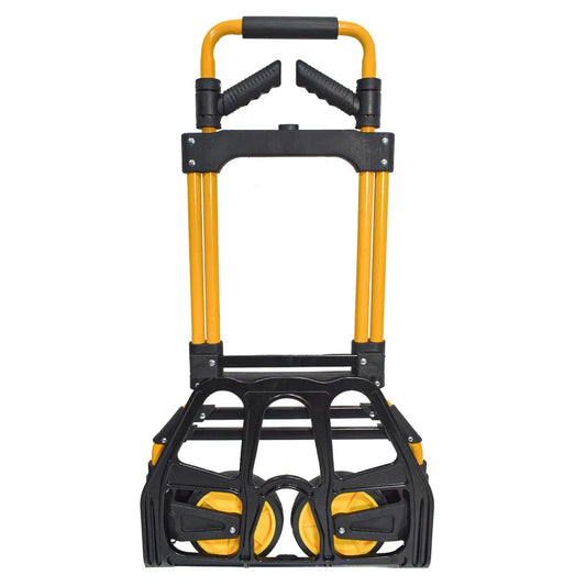 Carucior marfa cu platforma, Naimeed D5667, pliabil, inaltime reglabila, roti silentioase, manere 360, 48x35x114cm, 120kg, Galben - 221.ro