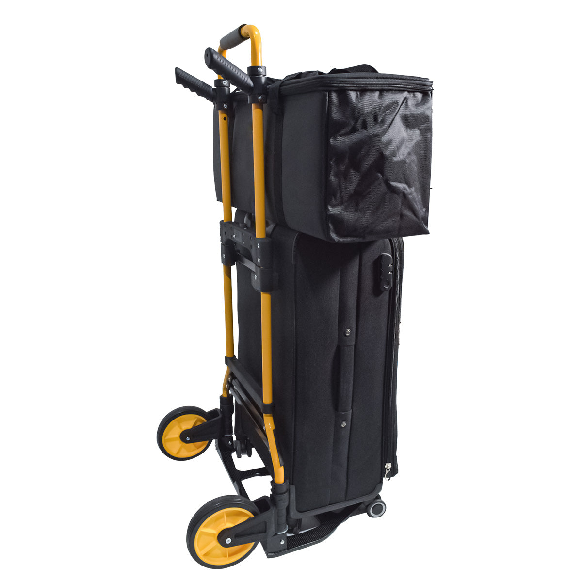 Carucior marfa cu platforma, Naimeed D5667, pliabil, inaltime reglabila, roti silentioase, manere 360, 48x35x114cm, 120kg, Galben