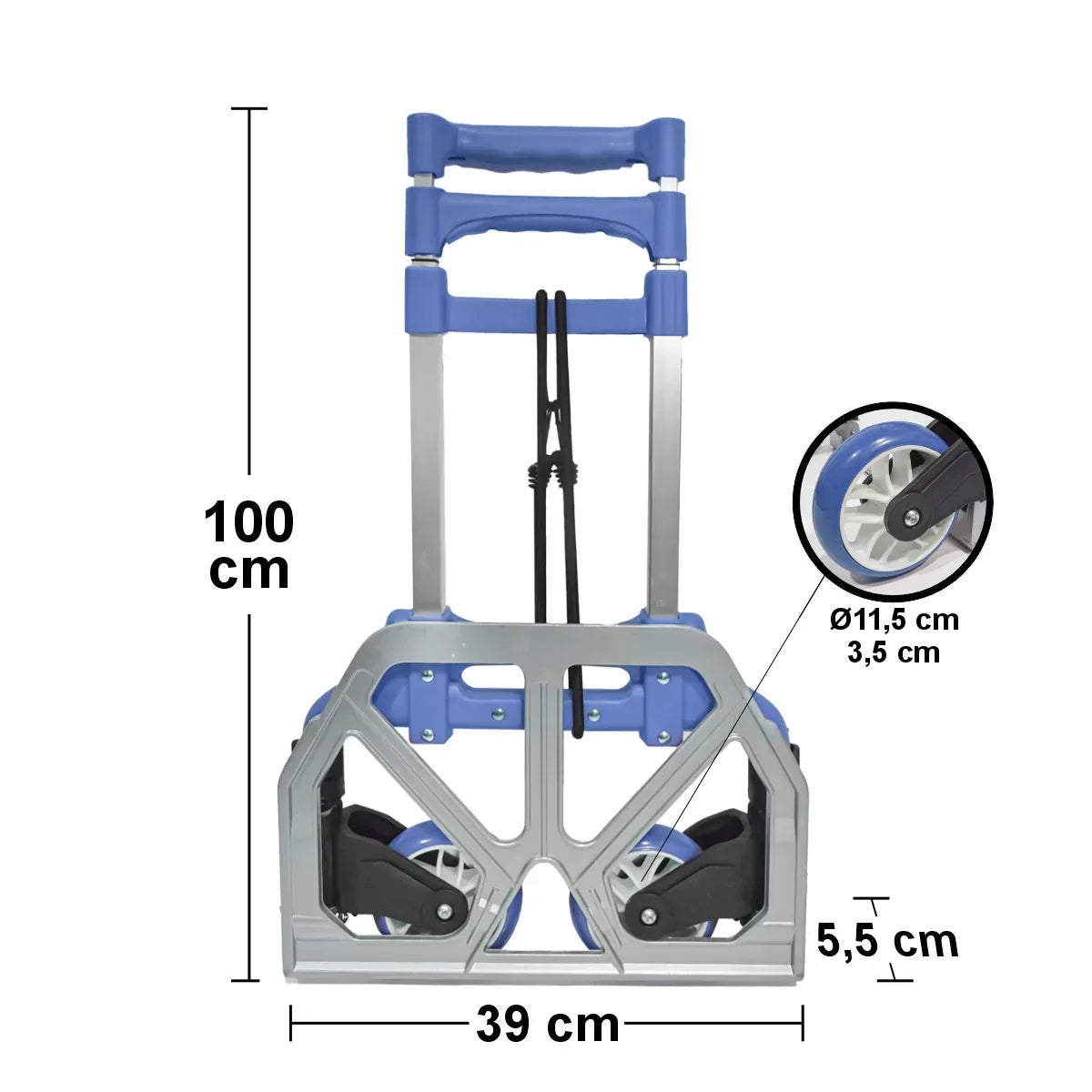 Carucior marfa cu platforma, Naimeed D5670, pliabil, inaltime reglabila, roti silentioase, 40x39x100cm, 70kg, Albastru - 221.ro