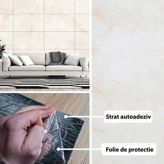 Rola panou autoadeziv, Naimeed D5680, design modern, 2mm grosime, 60x300cm, Crem - 221.ro