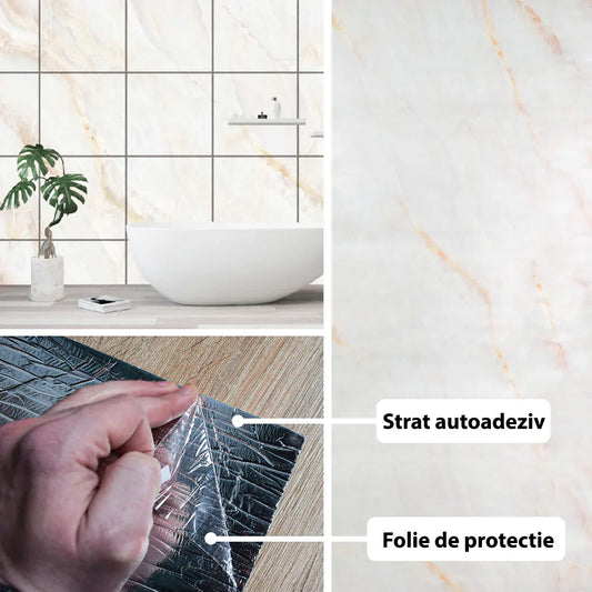 Rola panou autoadeziv, Naimeed D5681, design modern, 2mm grosime, 60x300cm, Crem - 221.ro