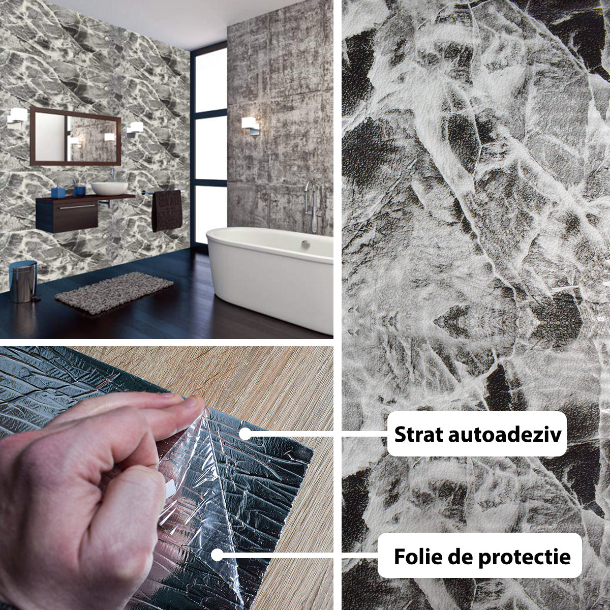 Rola panou autoadeziv, Naimeed D5682, design modern, 2mm grosime, 60x300cm, Gri