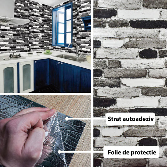 Rola panou autoadeziv, Naimeed D5683, design modern, 2mm grosime, 60x300cm, Alb/Negru - 221.ro