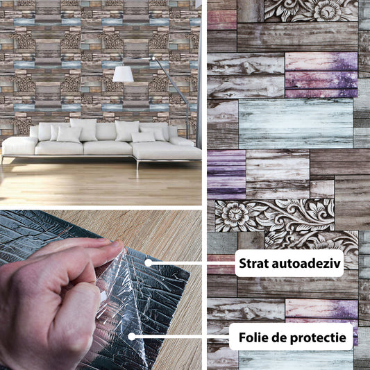 Rola panou autoadeziv, Naimeed D5685, design modern, 2mm grosime, 60x300cm, Multicolor