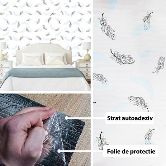 Rola panou autoadeziv, Naimeed D5686, design modern, 2mm grosime, 60x300cm, Alb