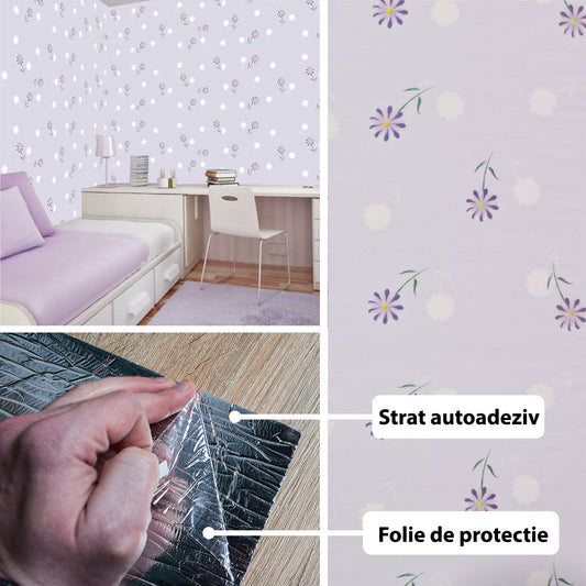 Rola panou autoadeziv, Naimeed D5688, design modern, 2mm grosime, 60x300cm, Mov