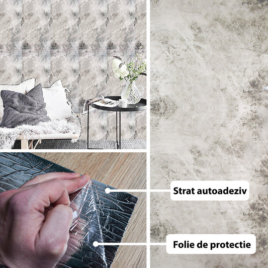 Rola panou autoadeziv, Naimeed D5696, design modern, 2mm grosime, 60x300cm, Gri