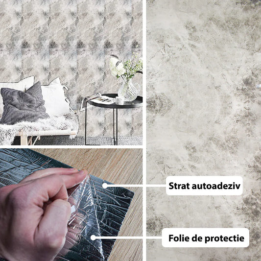 Rola panou autoadeziv, Naimeed D5696, design modern, 2mm grosime, 60x300cm, Gri - 221.ro