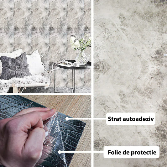 Rola panou autoadeziv, Naimeed D5696, design modern, 2mm grosime, 60x300cm, Gri - 221.ro