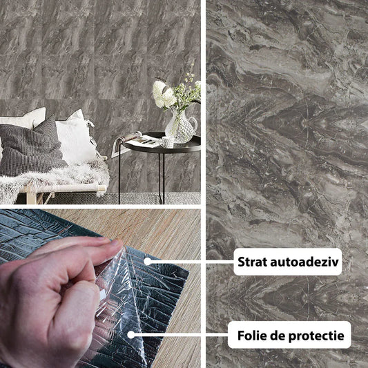Rola panou autoadeziv, Naimeed D5698, design modern, 2mm grosime, 60x300cm, Gri - 221.ro