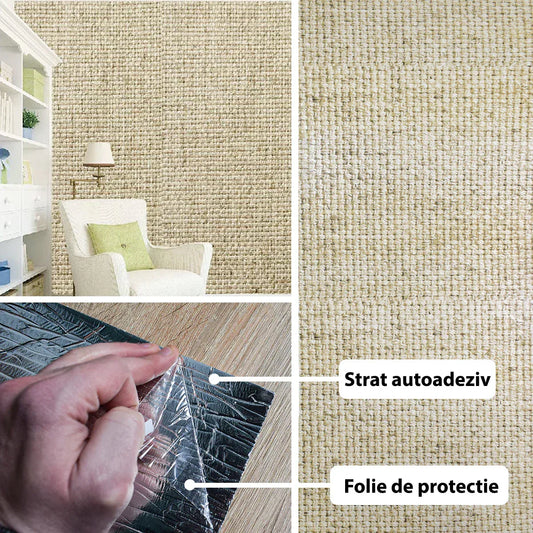 Rola panou autoadeziv, Naimeed D5703, design modern, 2mm grosime, 60x300cm, Crem - 221.ro