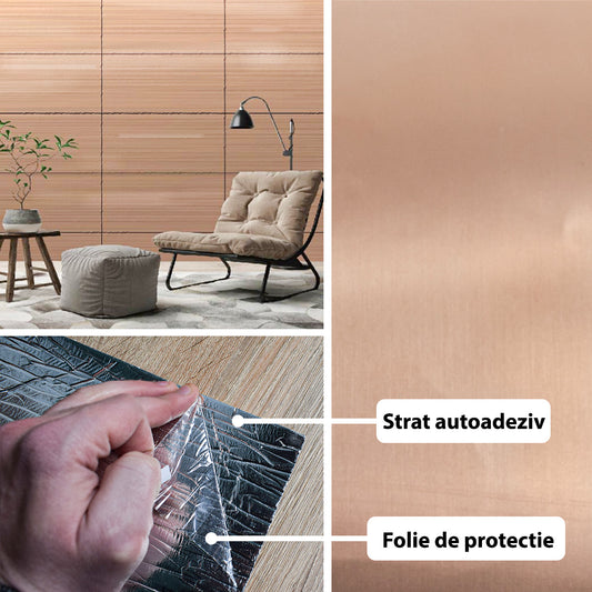 Rola panou autoadeziv, Naimeed D5712, design modern, 2mm grosime, 60x300cm, Cupru