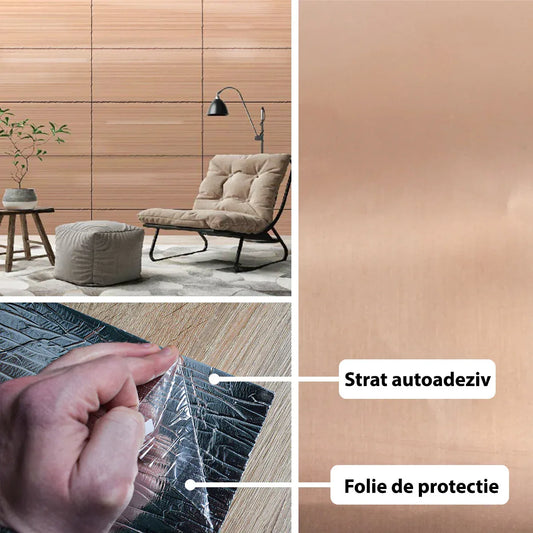 Rola panou autoadeziv, Naimeed D5712, design modern, 2mm grosime, 60x300cm, Cupru - 221.ro