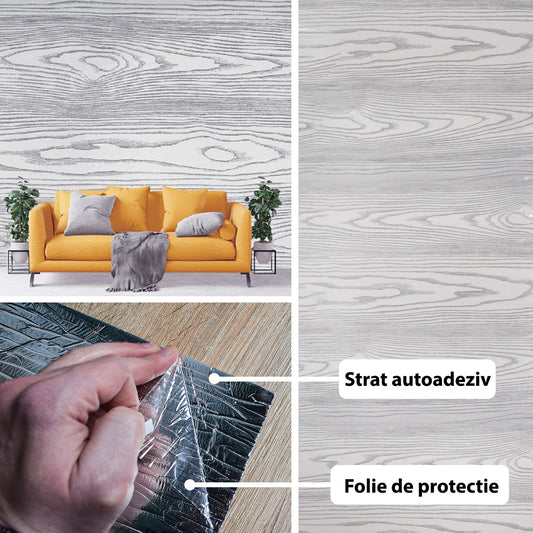 Rola panou autoadeziv, Naimeed D5717, design modern, 2mm grosime, 60x300cm, Gri