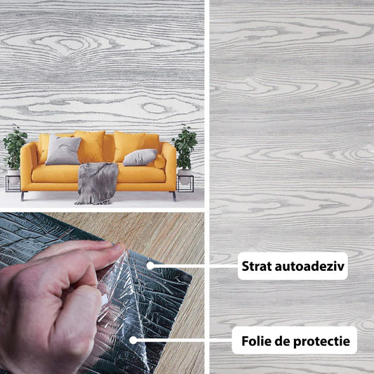 Rola panou autoadeziv, Naimeed D5717, design modern, 2mm grosime, 60x300cm, Gri - 221.ro