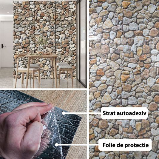 Rola panou autoadeziv, Naimeed D5718, design modern, 2mm grosime, 60x300cm, Piatra