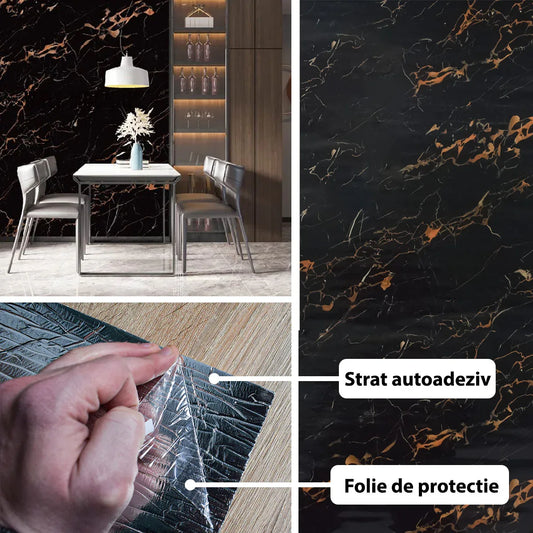 Rola panou autoadeziv, Naimeed D5720, design modern, 2mm grosime, 60x300cm, Negru - 221.ro