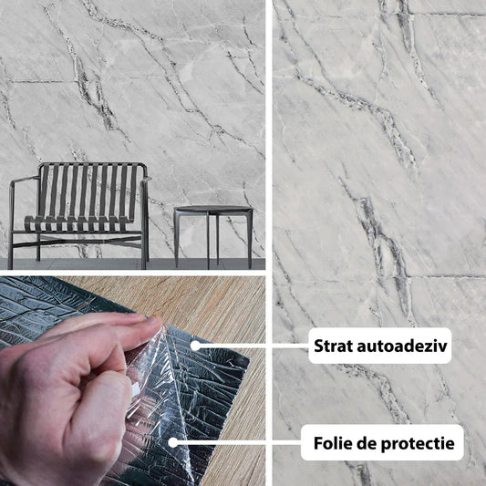 Rola panou autoadeziv, Naimeed D5721, design modern, 2mm grosime, 60x300cm, Gri - 221.ro