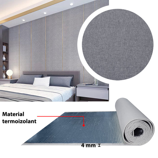 Rola tapet autoadeziv, panzat, 4mm grosime, Naimeed D5725, design elegant, termoizolant, 65x280cm, Gri