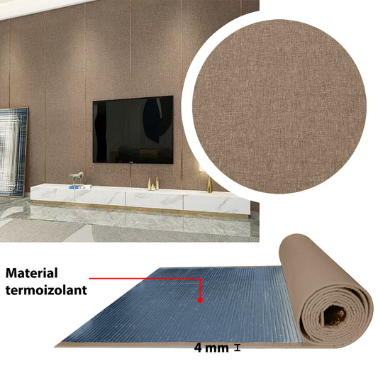 Rola tapet autoadeziv, panzat, 4mm grosime, Naimeed D5727, design elegant, termoizolant, 65x280cm, Maro